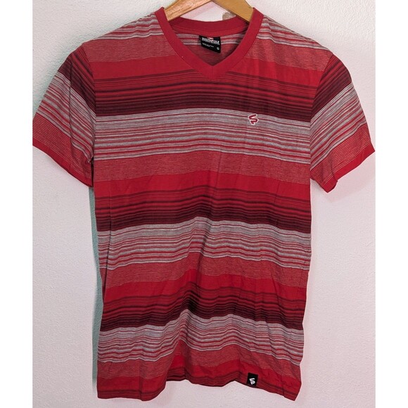 Southpole V-neck T- Shirt Red Stripe Men's Size S Small (212) - Picture 1 of 3